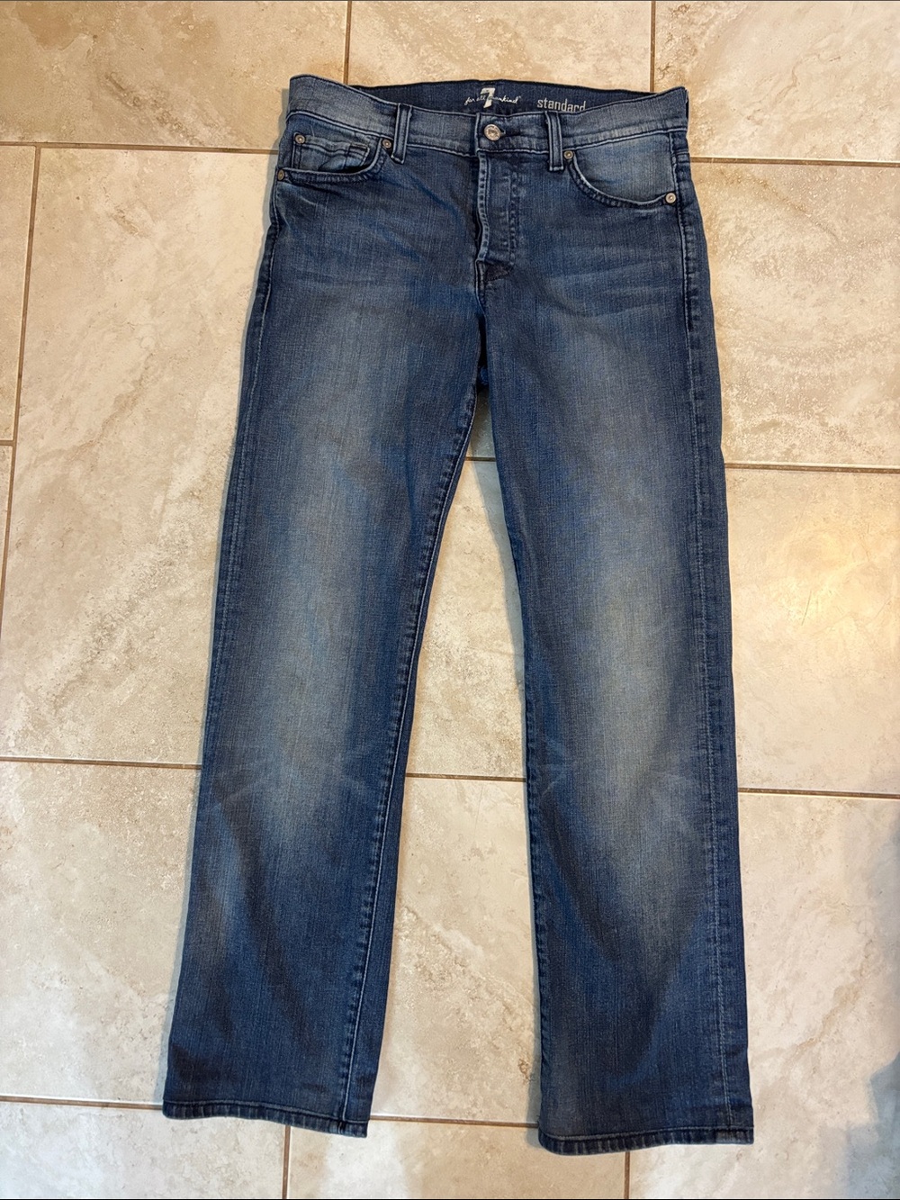 7 For All Mankind Men’s Standard Straight Jeans in Faded Blue